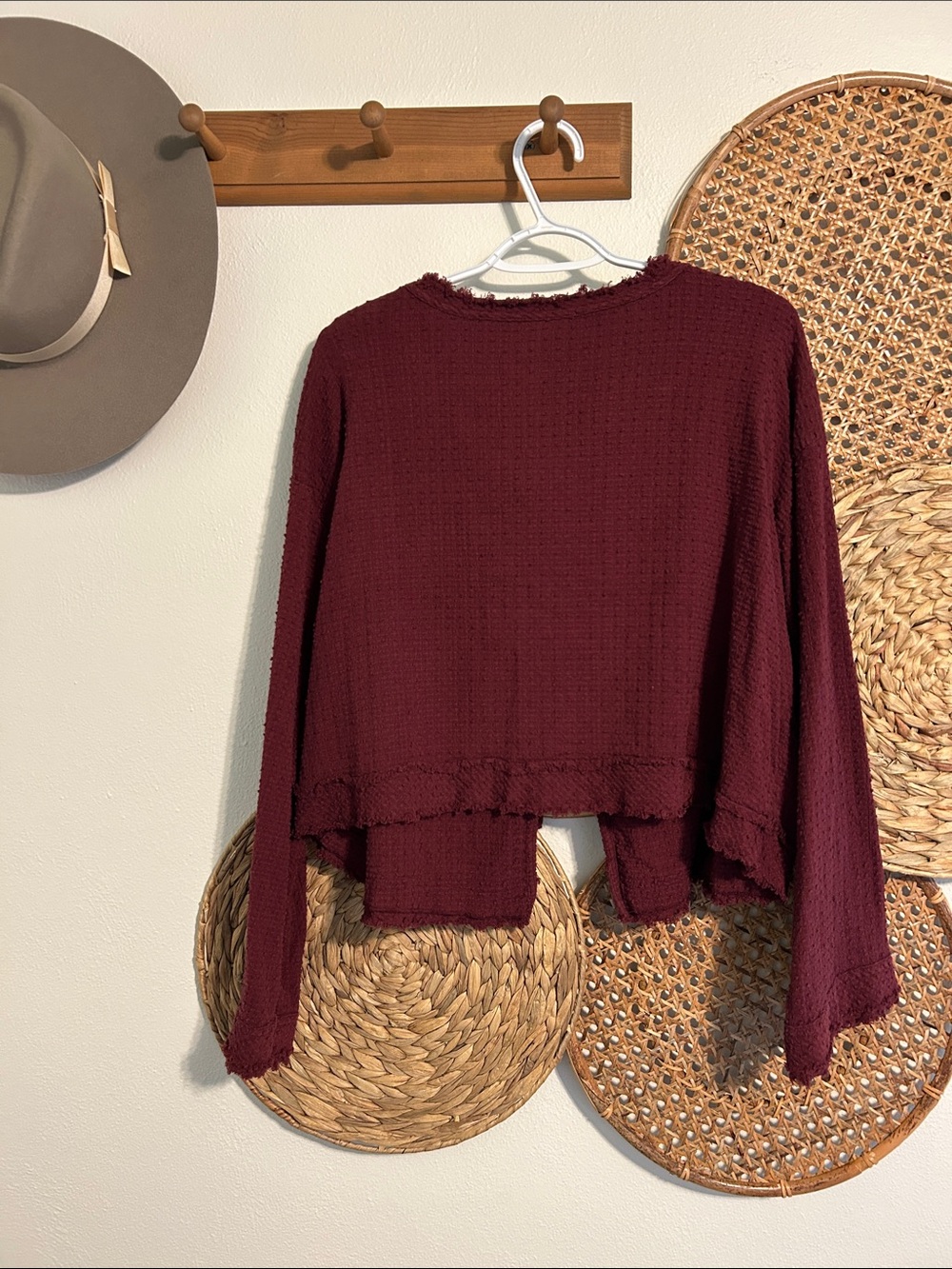 Free People Long Sleeve Textured Top Size Unknown